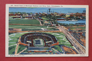 Ansichtskarte Luftbild AK Philadelphia Pennsylvania 1920-1950 Football Municipal Stadion Straßen Navy Yard Ortsansicht USA Amerika Vereinigte Staaten
